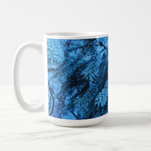 Spruce branches covered with snow & frost crystals coffee mug
