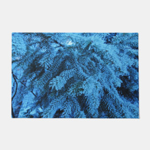 Spruce branches covered with snow & frost crystals doormat