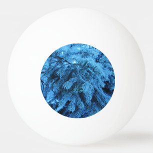 Spruce branches covered with snow & frost crystals ping pong ball