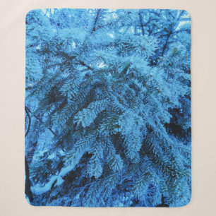 Spruce branches covered with snow & frost crystals sherpa blanket