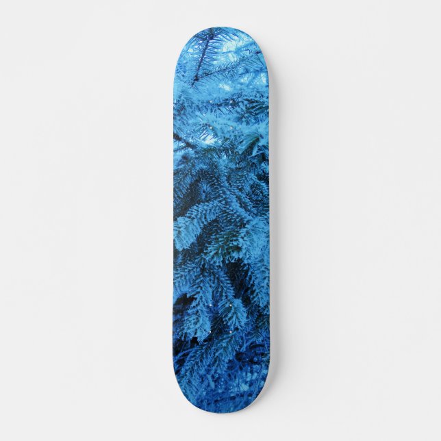 Spruce branches covered with snow & frost crystals skateboard (Front)