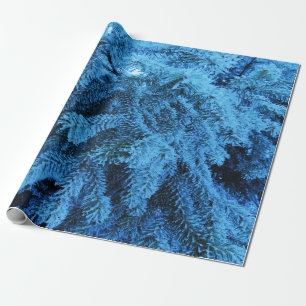 Spruce branches covered with snow & frost crystals wrapping paper