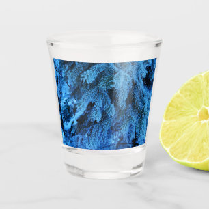 Spruce branches covered with snow & frost   shot glass