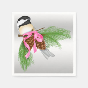 Spruce Cones & Chickadee Napkin