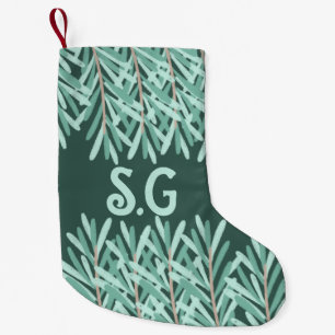 Spruce fir tree leaves Green Christmas Stocking