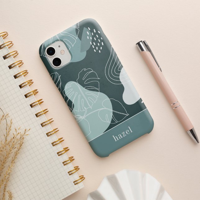 Spruce Green Boho Tropical Monstera Leaf iPhone Case (Creator Uploaded)