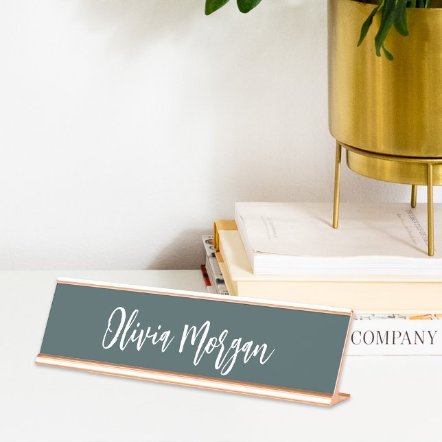Spruce Green Sketched Cursive Script Desk Name Plate (Creator Uploaded)