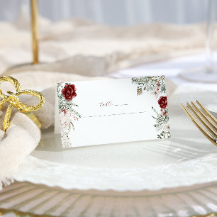 Spruce & Lace   Winter Floral Wedding Place Card