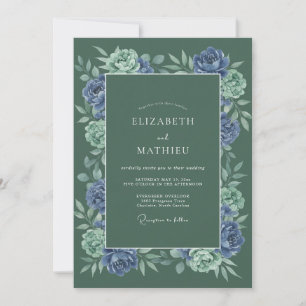 Spruce Periwinkle Blossom Wedding Invitation
