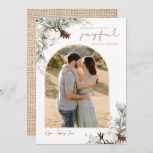 Spruce & Pine Cones Christmas Card with Arch Photo