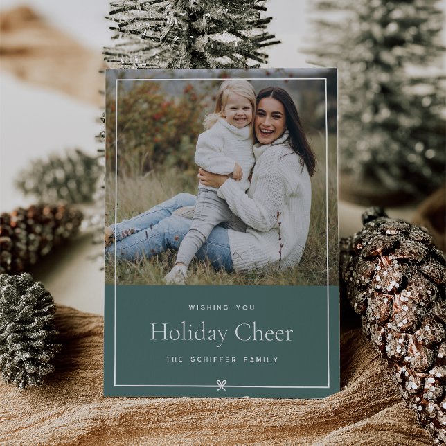 Spruce | Simple Minimal Christmas Bow Photo Holiday Card (Creator Uploaded)