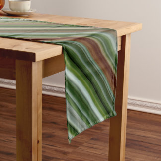 Spruce Tree Green and Brown Stripe Short Table Runner