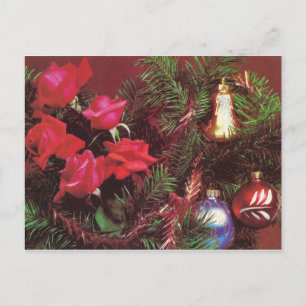 Spruce with roses and balls postcard