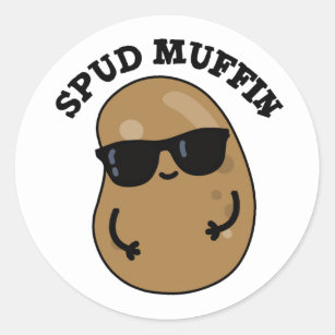 Spud Muffin Cute Potato Pun  Classic Round Sticker