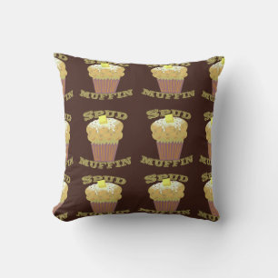 Spud Muffin Pattern Funny Potato Design Cushion