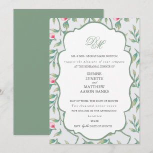 Spun Sugar and Basil Green Rehearsal Dinner Invitation