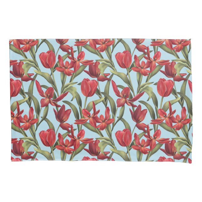 Spun Sugar background with Red Tulips Pillowcase (Front)