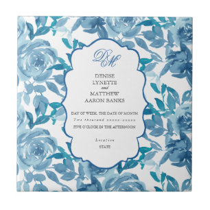 Spun Sugar & Skydiver Blue Wedding Keepsake Ceramic Tile