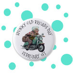 Spunky Old Broads Day February 1st 6 Cm Round Badge<br><div class="desc">Funny spunky grandma on a motorcycle again humour. Cute button for Spunky Old Broads Day on February 1st.</div>