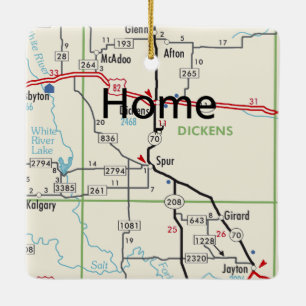 Spur TX Map Ceramic Ornament