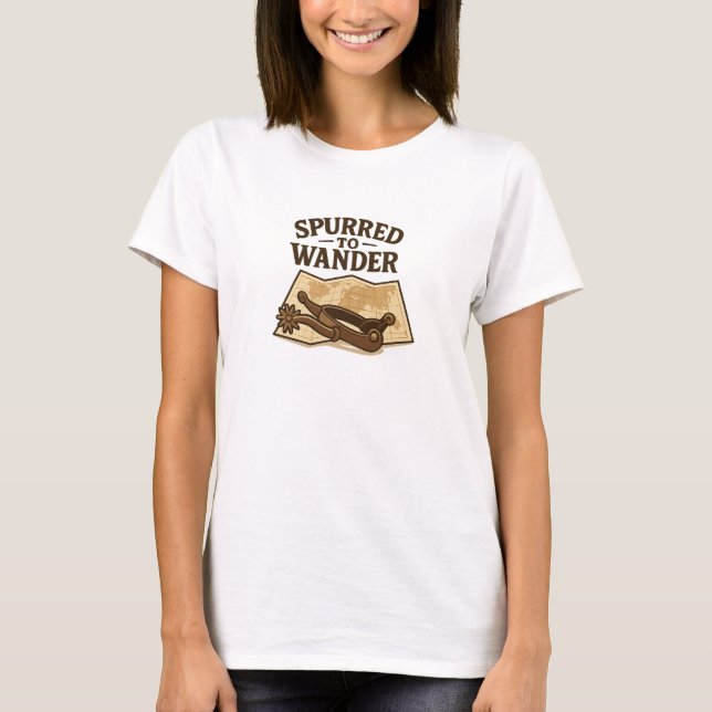 Spurred Brown Adventure Map Wander Graphic T-Shirt (Front)