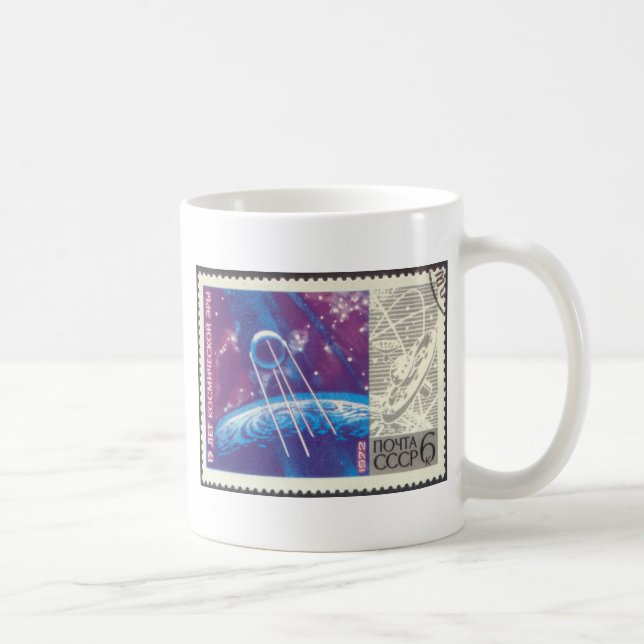 Sputnik 1 15 Years Russian Space Science Coffee Mug (Right)