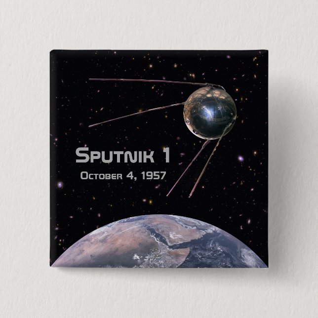 Sputnik 1 Earth Satellite 15 Cm Square Badge (Front)