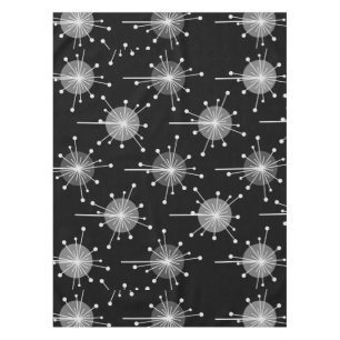 Sputnik Starburst Flowers Black Grey Tablecloth