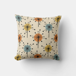 Sputnik Starburst Flowers Retro Cushion