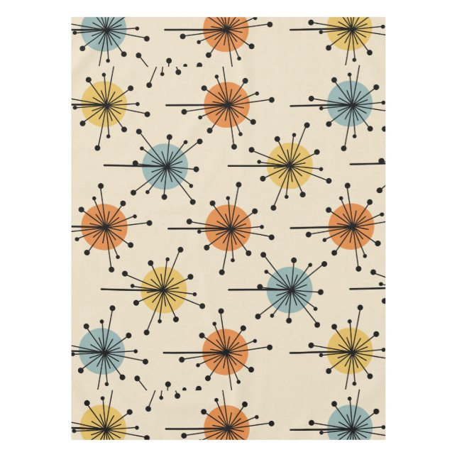 Sputnik Starburst Flowers Retro Tablecloth (Front)