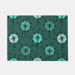 Sputnik Starburst Flowers Teal Doormat