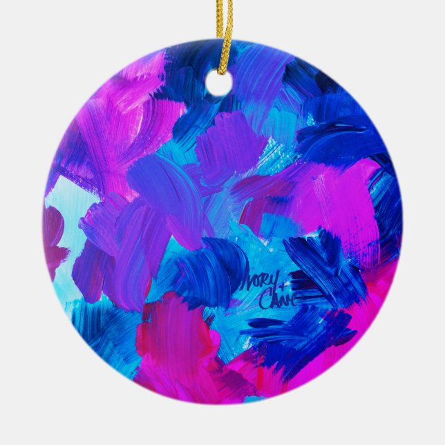 SPWW Electric Vibes Blue and Pink Ceramic Ornament (Front)