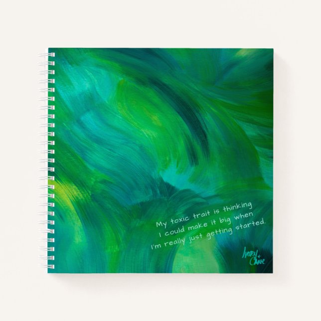 SPWW Green with Envy Green and Teal Square Spiral Notebook (Front)