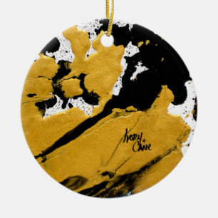 SPWW Ignited Soul Black & Gold Abstract Ceramic Ornament