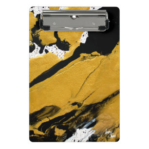 SPWW Ignited Soul Black & Gold Abstract Mini Clipboard