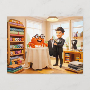 Spy Crab Getting Fitted For Tailored Suit Postcard