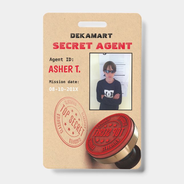 Spy Party Secret Agent Company Badge ID Badge (Front)