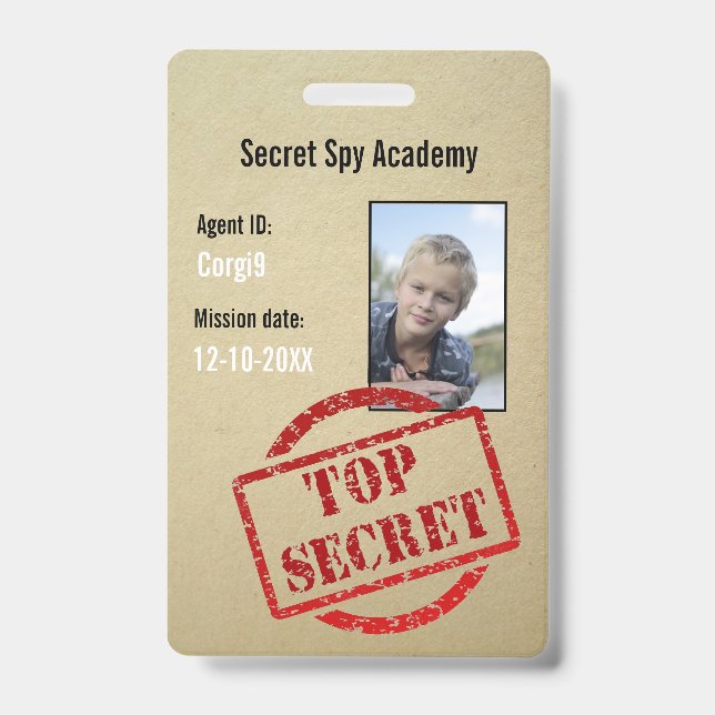 Spy Party Secret Agent Invite Badge ID Badge (Front)
