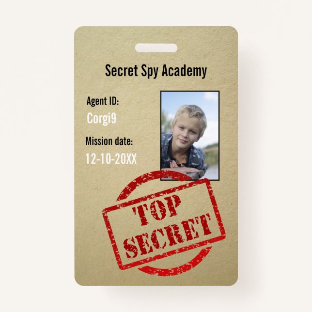 Spy Party Secret Agent Invite Badge ID Badge (Front)