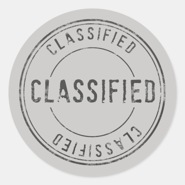 Spy Surprise Birthday Party Top Secret Classified Classic Round Sticker (Front)
