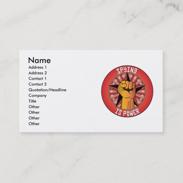 Spying Is Power Business Card (Front)
