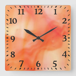 Sq.Acrylic Wall Clock--Orange Stain Glass Swirl Square Wall Clock