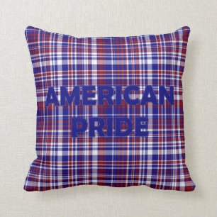 Sq.Pillow,Plaid-American Pride Blue Cushion