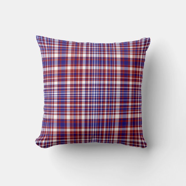 Sq.Plaid Pillow,Red-White-Blue Collection 03 Cushion (Front)