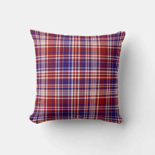 Sq.Plaid Pillow,Red-White-Blue Collection 04 Cushion