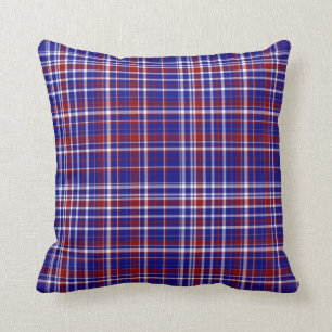 Sq.Plaid Pillow,Red-White-Blue Collection 05 Cushion