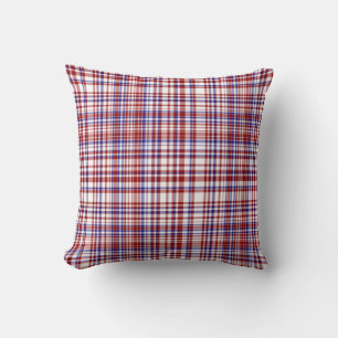 Sq.Plaid Pillow,Red-White-Blue Collection 06 Cushion