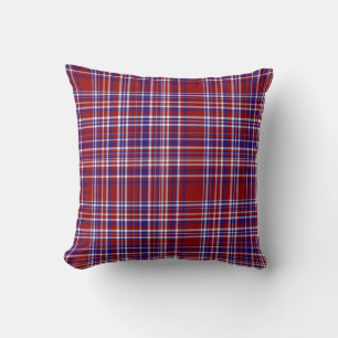 Sq.Plaid Pillow,Red-White-Blue Collection 07 Cushion