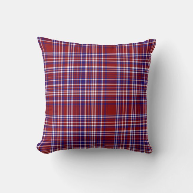 Sq.Plaid Pillow,Red-White-Blue Collection 07 Cushion (Front)