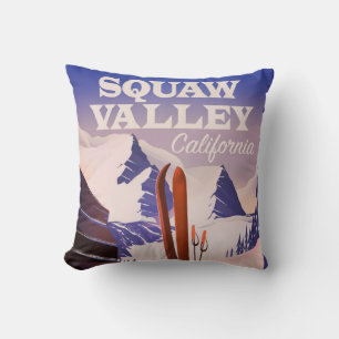 Sqaw Valley California travel poster. Cushion